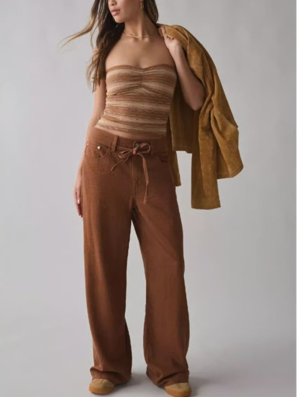 NWT Levis Premium Women' XL Straight Linen Pants Brown Mid Rise Baggy Loose Wide